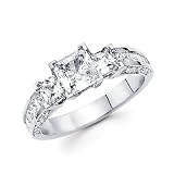 14k Gold 3 Three Stone Diamond Engagement Semi Mounting Ring - 1ct Center Stone Not Included