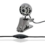 Alle 5 Bild(er) anzeigen CSL - USB Webcam inkl. Mikrofon mit 8 LEDs HD + Lichtsensor | (interpoliert 20 MP) | Plug & Play | PC + Notebook | Skype/MSN/ICQ/YAHOO/AIM