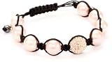 Very Me ''MOSCOW'' Rose Gold Swarovski Crystal Shell Pearl Rose Black Cord Bracelet, 12mm