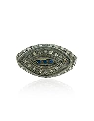 . 925 Sterling Silver 20*11*8 Diamond Pave Sapphire Spacer Bead Jewelry