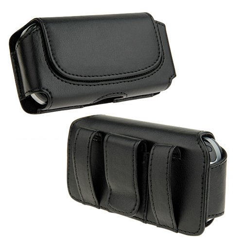 Black Horizontal Leather Pouch For Samsung T369 Phone Case Cover with Belt Clip Magnetic Closing