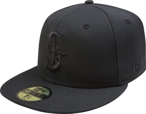 MLB Seattle Mariners Black on Black 59FIFTY Fitted Cap (7 1/2)