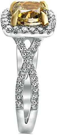 2.21ct GIA (Light Yellow,VS2 Clarity) 18k Wg Halo with Twisted Shank