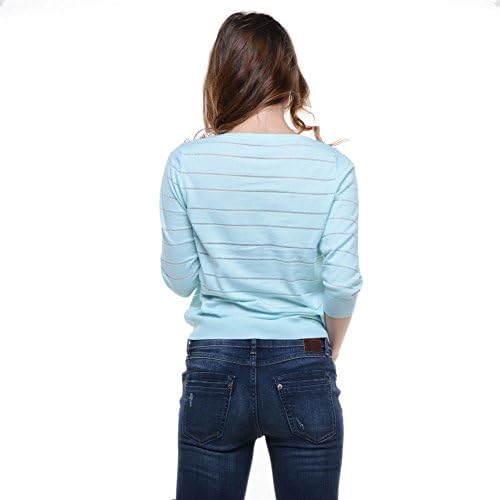 Happytao Women Fall Round Neck Beaded Slim Knitwear Outwear Sweater (M, light green)
