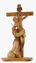 Taking Jesus down from the Cross - with Saint Francis olive wood Statue - Museum quality ( 12 inches high )