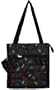 Black Microfiber Zip Close Music Note Tote Bag with colorful notes, clefs, symbols