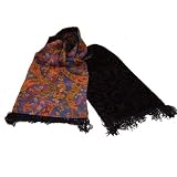 Multicolor Paisley Silk & Velvet Reversible Scarf