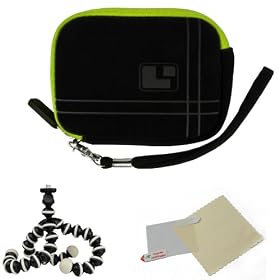 GREEN Aero Bumb Travel Protection Slim Soft Micro-Suede Cover Carrying Sleeve Case Smart Design with Extra Accessory Pocket For Fujifilm FinePix XP100 / XP150 / XP170 / XP50 / XP30 / XP20 / XP22 / Z1000EXR / Z1010EXR / Z950EXR / Z900EXR / Z909EXR Point And Shoot Compact Digital Camera + Includes a U