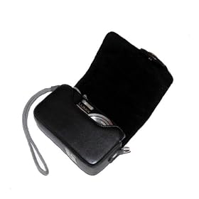 Nouvel �tui en cuir semi rigide pour appareils photo num�riques Panasonic Lumix DMC-TZ30,TZ25 TZ22 TZ20 TZ18 TZ7,TZ8,DMC-TZ10,Canon SX260,SX240 SX230 SX220 SX210,S95 & IXUS,Sony HX9V,Samsung PL55,PL100,PL150,WB700,WB600,Nikon S8000(Noir)