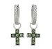 14K White Gold Tsavorite and Diamond Cross Earrings