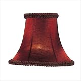 Silk Bell Shaped Chandelier Clip On Lamp Shades with Fancy Trim - Red - B1498