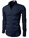 H2H Men's Wrinkle Free Slim Fit Dress Shirt w/ Solid Long Sleeve, Blue, ASIA M (US S)