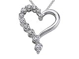 0.25 cts Journey Diamond Heart Pendant - 14kt White Gold LIFETIME WARRANTEE