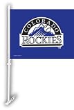 MLB Colorado Rockies Car Flag W/Wall Brackett