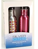 Silver One BV091212 Pink Stainless Steel Water Bottles, Set of 2 Pink Stainless Steel Water Bottle