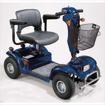 Odyssey Full Size 4 Wheel Scooter with Batteries and Charger Color: Red