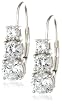 Platinum Plated Sterling Silver Round Cubic Zirconia Three-Stone Lever Back Earrings