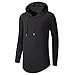 UNRESTRAINED Mens Hipster Hip Hop Longline Long Sleeve Hoodie T Shirt Black L