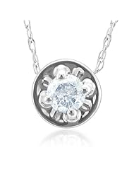 14k White Gold Round Diamond Pendant (HI, I, 0.15 carat)