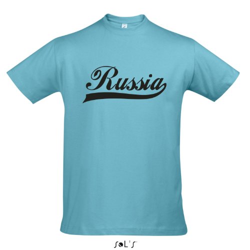 T-Shirt Russland Oldschool Russia LÄNDERSHIRT EM / WM FAN Trikot S-XXL , Atoll blue – schwarz , S