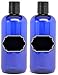 GiniHomer 2 Pack Firefly Craft Cobalt Blue Plastic One Touch Disc Top Bottles with Chalkboard Labels, 16 Ounces Each