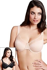 2 Pack Underwired Trellis Stripe Assorted Minimiser C-G Bras