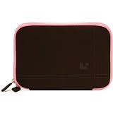 Brown with Pink Trim Smart Aero Protection Design Slim Soft Suede Cover Carrying Sleeve Case with Extra Accessory Back Pocket For Pandigital Novel 7 inch eReader Tablet + Includes 4-inch ebigvalue Determination Hand Strap
