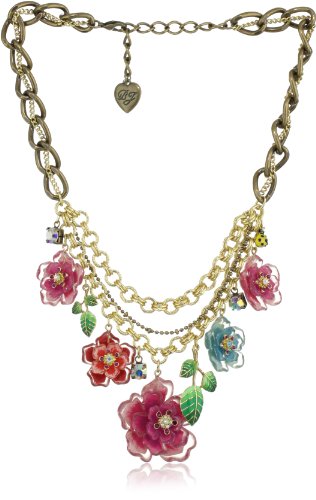 Betsey Johnson "Hawaii Luau" Multi-Flower Frontal Statement Necklace