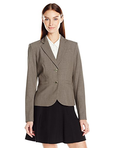 Calvin Klein Women's 2 Button Jacket in Lux, Heather Taupe, 14