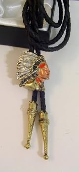 Colored Indian Head BOLO TIE COWBOY WESTERN NECKLACE