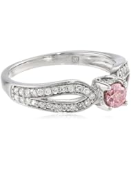 14k White Gold Pink and White Diamond Ring, (0.5 cttw, G-H Color, I1;I2 Clarity)