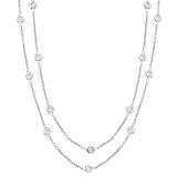 18k White gold diamond by the yard 34 inches long station necklace
