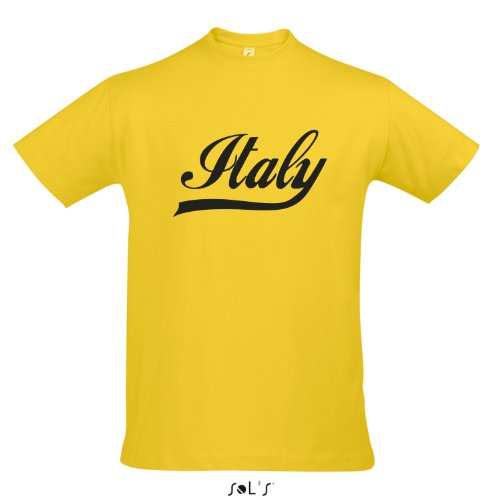 T-Shirt Italien Oldschool Italy LÄNDERSHIRT EM / WM FAN Trikot S-XXL , Gold – schwarz , S