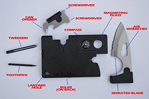 Great for Camping! NEW! Premium Credit Card Survival Set of 3 11-in-1 Multi Tool Knives - 33 Functions in All!