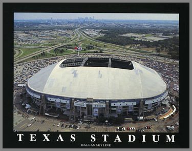 Dallas Cowboys - Old Texas Stadium Aerial - Lg - Wood Mounted Poster Print