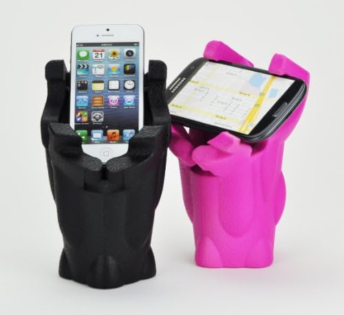 Hercules Holder BLACK Smart Phone Holder. Holds iPhones 3, 4, 5, and 6 (NOT 6 PLUS). Holds Samsung Galaxy S3 + S4 (NOT S5 OR NOTE). Works in Car Cupholders, other Cup Holders and on Flat Surfaces.