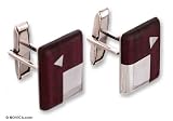 Wood cufflinks, 'Mexican Symmetries' 0.6
