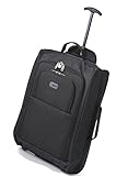 5Cities Lightweight Hand Luggage Bag - Approved Ryanair 2 Wheeled Cabin Baggage. 42L Travel Suitcase Holdall Includes Padlock! (Black 830)