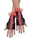 Unique Glovettes Black Red Accents Fingerless Gloves