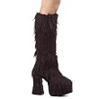 Black Faux Fur Boot 5 Inch Chunky Heel Platform Women's Sexy Knee High Boots