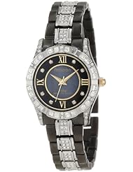Armitron Womens 75/3996JMTI Swarovski Crystal Accented Black Ion-Plated Bracelet Watch