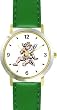 Sitting Cherub or Angel Theme Cherub or Angel Theme - WATCHBUDDY&reg; DELUXE TWO-TONE THEME WATCH - Arabic Numbers - Green Leather Strap-Size-Large ( Men's Size or Jumbo Women's Size )
