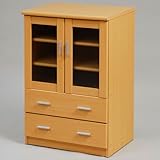 JKプラン システムキッチン収納 ガラスキャビネット ナチュラル kc-322