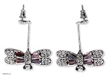 Garnet earrings, 'Dragonfly'