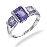1.50 CT 3 Stone Amethyst Ring In Sterling Silver (Available in Sizes 5-9)