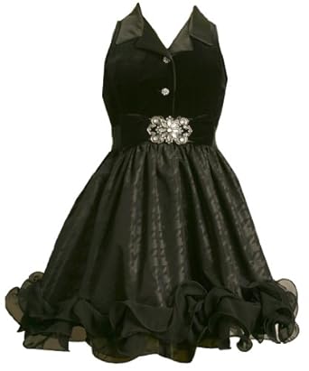 Bonnie Jean Girls 7-16 Black Stretch Velvet Bodice To Taffetta Skirt