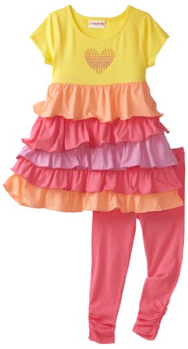 Flapdoodles Toddler Girls Asymmetrical Color Blocked Dress Set