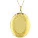 14K Gold over Sterling Silver Oval Shaped Locket w/ Greek key border Necklace
