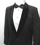 New Mens Black Pinstripe Velvet Shawl Collar Single Breasted (SB) Tuxedo