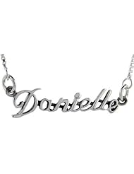 Sterling Silver DANIELLE Name Necklace 3/8 inch, 17 inches long